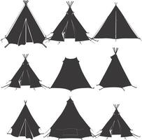 AI generated Silhouette tent black color only vector