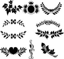 AI generated Silhouette vintage sticker label Vintage frames element for wedding invitation black color only vector