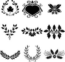 AI generated Silhouette vintage sticker label Vintage frames element for wedding invitation black color only vector