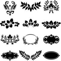 AI generated Silhouette vintage sticker label Vintage frames element for wedding invitation black color only vector