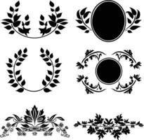 AI generated Silhouette vintage sticker label Vintage frames element for wedding invitation black color only vector