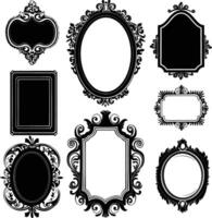 AI generated Silhouette vintage sticker label Vintage frames element for wedding invitation black color only vector