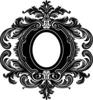 AI generated Silhouette vintage sticker label single Vintage frame element black color only vector