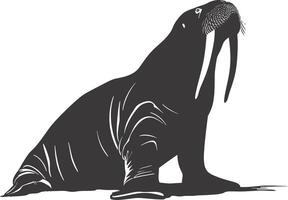 AI generated Silhouette walrus animal black color only full body vector