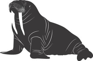 AI generated Silhouette walrus animal black color only full body vector