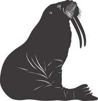 AI generated Silhouette walrus animal black color only full body vector