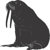 AI generated Silhouette walrus animal black color only full body vector