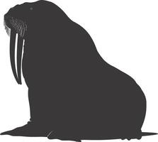 AI generated Silhouette walrus animal black color only full body vector