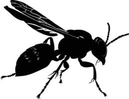 AI generated Silhouette wasp animal black color only full body vector