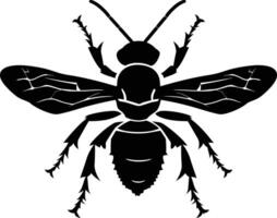 AI generated Silhouette wasp animal black color only full body vector