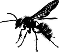 AI generated Silhouette wasp animal black color only full body vector