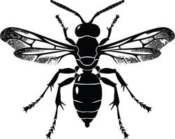 AI generated Silhouette wasp animal black color only full body vector