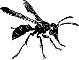 AI generated Silhouette wasp animal flaying black color only full body vector