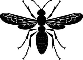 AI generated Silhouette wasp animal black color only full body vector