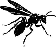 AI generated Silhouette wasp animal flaying black color only full body vector