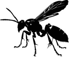 AI generated Silhouette wasp animal black color only full body vector