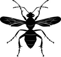 AI generated Silhouette wasp animal black color only full body vector