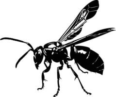 AI generated Silhouette wasp animal flaying black color only full body vector