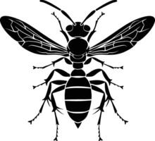 AI generated Silhouette wasp animal from top black color only full body vector