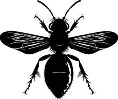 AI generated Silhouette wasp animal from top black color only full body vector