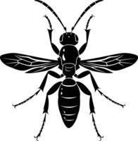 AI generated Silhouette wasp animal from top black color only full body vector