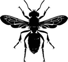 AI generated Silhouette wasp animal from top black color only full body vector