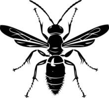 AI generated Silhouette wasp animal from top black color only full body vector