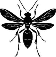 AI generated Silhouette wasp animal from top black color only full body vector