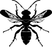 AI generated Silhouette wasp animal from top black color only full body vector