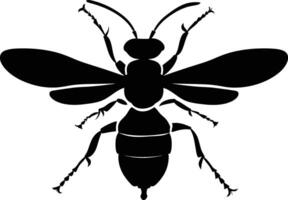 AI generated Silhouette wasp animal from top black color only full body vector