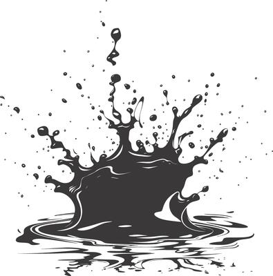 AI generated Silhouette water splash black color only
