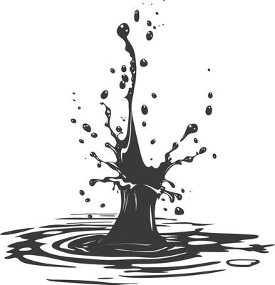 AI generated Silhouette water splash black color only
