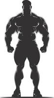 AI generated Silhouette Bodybuilding black color only full body vector