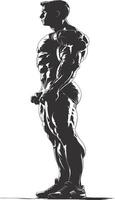 AI generated Silhouette Bodybuilding black color only full body vector