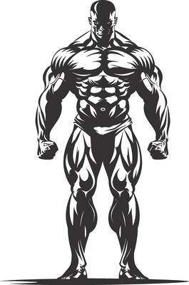 AI generated Silhouette Bodybuilding black color only full body