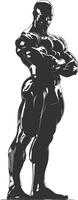 AI generated Silhouette Bodybuilding black color only full body vector