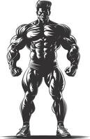 AI generated Silhouette Bodybuilding black color only full body vector