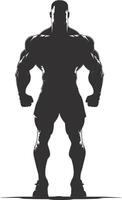 AI generated Silhouette Bodybuilding black color only full body vector