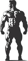 AI generated Silhouette Bodybuilding black color only full body vector