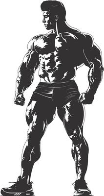 AI generated Silhouette Bodybuilding black color only full body