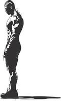 AI generated Silhouette Bodybuilding black color only full body vector