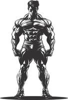 AI generated Silhouette Bodybuilding black color only full body vector