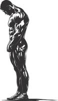 AI generated Silhouette Bodybuilding flexing body muscle black color only vector