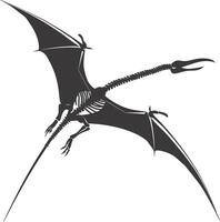 AI generated Silhouette Dinosaur Pterodactyl skeleton black color only vector