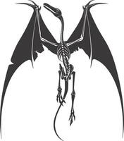 AI generated Silhouette Dinosaur Pterodactyl skeleton black color only vector