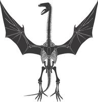 AI generated Silhouette Dinosaur Pterodactyl skeleton black color only vector