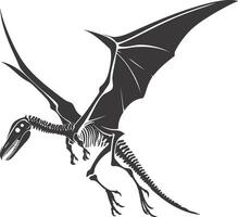 AI generated Silhouette Dinosaur Pterodactyl skeleton black color only vector