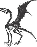 AI generated Silhouette Dinosaur Pterodactyl skeleton black color only vector