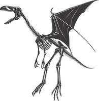 AI generated Silhouette Dinosaur Pterodactyl skeleton black color only vector