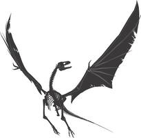 AI generated Silhouette Dinosaur Pterodactyl skeleton black color only vector